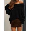 imagePRETTYGARDEN Womens Off The Shoulder Sweater Long Sleeve Tops 2025 Fall Loose Knit Pullover Sweaters Winter ClothesBlack