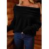 imagePRETTYGARDEN Womens Off The Shoulder Sweater Long Sleeve Tops 2025 Fall Loose Knit Pullover Sweaters Winter ClothesBlack