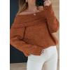 imagePRETTYGARDEN Womens Off The Shoulder Sweater Long Sleeve Tops 2025 Fall Loose Knit Pullover Sweaters Winter ClothesBrick Red