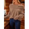 imagePRETTYGARDEN Womens Off The Shoulder Sweater Long Sleeve Tops 2025 Fall Loose Knit Pullover Sweaters Winter ClothesCamel
