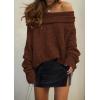 imagePRETTYGARDEN Womens Off The Shoulder Sweater Long Sleeve Tops 2025 Fall Loose Knit Pullover Sweaters Winter ClothesCoffee