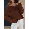 imagePRETTYGARDEN Womens Off The Shoulder Sweater Long Sleeve Tops 2025 Fall Loose Knit Pullover Sweaters Winter ClothesCoffee
