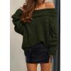imagePRETTYGARDEN Womens Off The Shoulder Sweater Long Sleeve Tops 2025 Fall Loose Knit Pullover Sweaters Winter ClothesDark Army Green