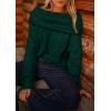 imagePRETTYGARDEN Womens Off The Shoulder Sweater Long Sleeve Tops 2025 Fall Loose Knit Pullover Sweaters Winter ClothesDark Green