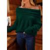 imagePRETTYGARDEN Womens Off The Shoulder Sweater Long Sleeve Tops 2025 Fall Loose Knit Pullover Sweaters Winter ClothesDark Green