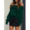 imagePRETTYGARDEN Womens Off The Shoulder Sweater Long Sleeve Tops 2025 Fall Loose Knit Pullover Sweaters Winter ClothesDark Green