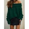 imagePRETTYGARDEN Womens Off The Shoulder Sweater Long Sleeve Tops 2025 Fall Loose Knit Pullover Sweaters Winter ClothesDark Green