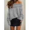 imagePRETTYGARDEN Womens Off The Shoulder Sweater Long Sleeve Tops 2025 Fall Loose Knit Pullover Sweaters Winter ClothesGrey