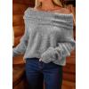 imagePRETTYGARDEN Womens Off The Shoulder Sweater Long Sleeve Tops 2025 Fall Loose Knit Pullover Sweaters Winter ClothesGrey