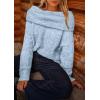 imagePRETTYGARDEN Womens Off The Shoulder Sweater Long Sleeve Tops 2025 Fall Loose Knit Pullover Sweaters Winter ClothesLight Blue