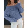 imagePRETTYGARDEN Womens Off The Shoulder Sweater Long Sleeve Tops 2025 Fall Loose Knit Pullover Sweaters Winter ClothesMist Blue