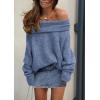 imagePRETTYGARDEN Womens Off The Shoulder Sweater Long Sleeve Tops 2025 Fall Loose Knit Pullover Sweaters Winter ClothesMist Blue