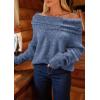 imagePRETTYGARDEN Womens Off The Shoulder Sweater Long Sleeve Tops 2025 Fall Loose Knit Pullover Sweaters Winter ClothesMist Blue