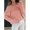 imagePRETTYGARDEN Womens Off The Shoulder Sweater Long Sleeve Tops 2025 Fall Loose Knit Pullover Sweaters Winter ClothesPink