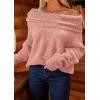 imagePRETTYGARDEN Womens Off The Shoulder Sweater Long Sleeve Tops 2025 Fall Loose Knit Pullover Sweaters Winter ClothesPink
