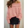 imagePRETTYGARDEN Womens Off The Shoulder Sweater Long Sleeve Tops 2025 Fall Loose Knit Pullover Sweaters Winter ClothesPink