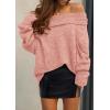 imagePRETTYGARDEN Womens Off The Shoulder Sweater Long Sleeve Tops 2025 Fall Loose Knit Pullover Sweaters Winter ClothesPink