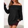 imagePRETTYGARDEN Womens Off The Shoulder Sweater Long Sleeve Tops Loose Knit Pullover Sweaters Fashion Fall Clothes 2025Black