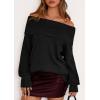 imagePRETTYGARDEN Womens Off The Shoulder Sweater Long Sleeve Tops Loose Knit Pullover Sweaters Fashion Fall Clothes 2025Black