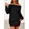 imagePRETTYGARDEN Womens Off The Shoulder Sweater Long Sleeve Tops Loose Knit Pullover Sweaters Fashion Fall Clothes 2025Black