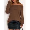 imagePRETTYGARDEN Womens Off The Shoulder Sweater Long Sleeve Tops Loose Knit Pullover Sweaters Fashion Fall Clothes 2025Brown