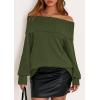 imagePRETTYGARDEN Womens Off The Shoulder Sweater Long Sleeve Tops Loose Knit Pullover Sweaters Fashion Fall Clothes 2025Green