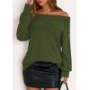 imagePRETTYGARDEN Womens Off The Shoulder Sweater Long Sleeve Tops Loose Knit Pullover Sweaters Fashion Fall Clothes 2025Green