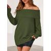 imagePRETTYGARDEN Womens Off The Shoulder Sweater Long Sleeve Tops Loose Knit Pullover Sweaters Fashion Fall Clothes 2025Green