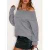 imagePRETTYGARDEN Womens Off The Shoulder Sweater Long Sleeve Tops Loose Knit Pullover Sweaters Fashion Fall Clothes 2025Grey
