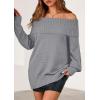imagePRETTYGARDEN Womens Off The Shoulder Sweater Long Sleeve Tops Loose Knit Pullover Sweaters Fashion Fall Clothes 2025Grey