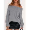 imagePRETTYGARDEN Womens Off The Shoulder Sweater Long Sleeve Tops Loose Knit Pullover Sweaters Fashion Fall Clothes 2025Grey