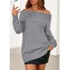 imagePRETTYGARDEN Womens Off The Shoulder Sweater Long Sleeve Tops Loose Knit Pullover Sweaters Fashion Fall Clothes 2025Grey
