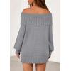 imagePRETTYGARDEN Womens Off The Shoulder Sweater Long Sleeve Tops Loose Knit Pullover Sweaters Fashion Fall Clothes 2025Grey