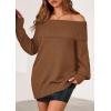 imagePRETTYGARDEN Womens Off The Shoulder Sweater Long Sleeve Tops Loose Knit Pullover Sweaters Fashion Fall Clothes 2025Khaki