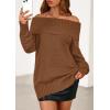 imagePRETTYGARDEN Womens Off The Shoulder Sweater Long Sleeve Tops Loose Knit Pullover Sweaters Fashion Fall Clothes 2025Khaki