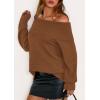 imagePRETTYGARDEN Womens Off The Shoulder Sweater Long Sleeve Tops Loose Knit Pullover Sweaters Fashion Fall Clothes 2025Khaki