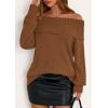 imagePRETTYGARDEN Womens Off The Shoulder Sweater Long Sleeve Tops Loose Knit Pullover Sweaters Fashion Fall Clothes 2025Khaki