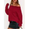 imagePRETTYGARDEN Womens Off The Shoulder Sweater Long Sleeve Tops Loose Knit Pullover Sweaters Fashion Fall Clothes 2025Red