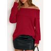 imagePRETTYGARDEN Womens Off The Shoulder Sweater Long Sleeve Tops Loose Knit Pullover Sweaters Fashion Fall Clothes 2025Red