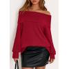 imagePRETTYGARDEN Womens Off The Shoulder Sweater Long Sleeve Tops Loose Knit Pullover Sweaters Fashion Fall Clothes 2025Red