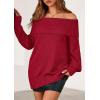 imagePRETTYGARDEN Womens Off The Shoulder Sweater Long Sleeve Tops Loose Knit Pullover Sweaters Fashion Fall Clothes 2025Red