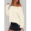 imagePRETTYGARDEN Womens Off The Shoulder Sweater Long Sleeve Tops Loose Knit Pullover Sweaters Fashion Fall Clothes 2025White