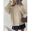 imagePRETTYGARDEN Womens Oversized Fall Sweaters 2025 Casual Long Sleeve Crewneck Chunky Cable Knit Pullover Tops Winter ClothesApricot