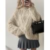 imagePRETTYGARDEN Womens Oversized Fall Sweaters 2025 Casual Long Sleeve Crewneck Chunky Cable Knit Pullover Tops Winter ClothesApricot