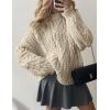 imagePRETTYGARDEN Womens Oversized Fall Sweaters 2025 Casual Long Sleeve Crewneck Chunky Cable Knit Pullover Tops Winter ClothesApricot