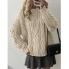 imagePRETTYGARDEN Womens Oversized Fall Sweaters 2025 Casual Long Sleeve Crewneck Chunky Cable Knit Pullover Tops Winter ClothesApricot