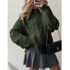imagePRETTYGARDEN Womens Oversized Fall Sweaters 2025 Casual Long Sleeve Crewneck Chunky Cable Knit Pullover Tops Winter ClothesArmy Green