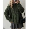 imagePRETTYGARDEN Womens Oversized Fall Sweaters 2025 Casual Long Sleeve Crewneck Chunky Cable Knit Pullover Tops Winter ClothesArmy Green