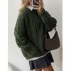 imagePRETTYGARDEN Womens Oversized Fall Sweaters 2025 Casual Long Sleeve Crewneck Chunky Cable Knit Pullover Tops Winter ClothesArmy Green