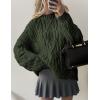 imagePRETTYGARDEN Womens Oversized Fall Sweaters 2025 Casual Long Sleeve Crewneck Chunky Cable Knit Pullover Tops Winter ClothesArmy Green